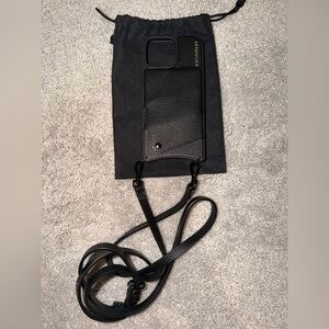 iPhone 16 ProMax Bandolier Black Leather Phone Crossbody